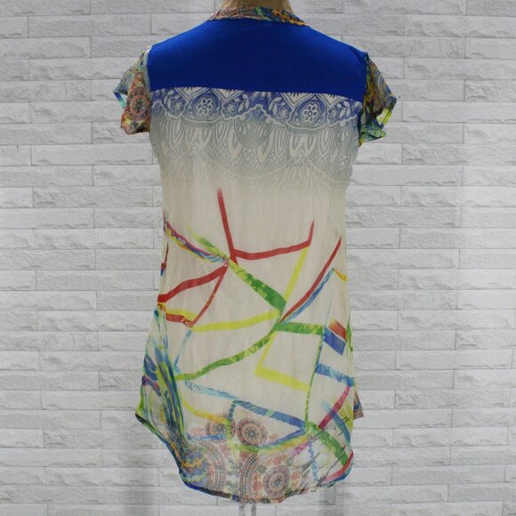 ZOLA EARTHLY FASHIONS Dress Abstract Tunic Colorful Sheer Chiffon XXL Juniors - Picture 5 of 14